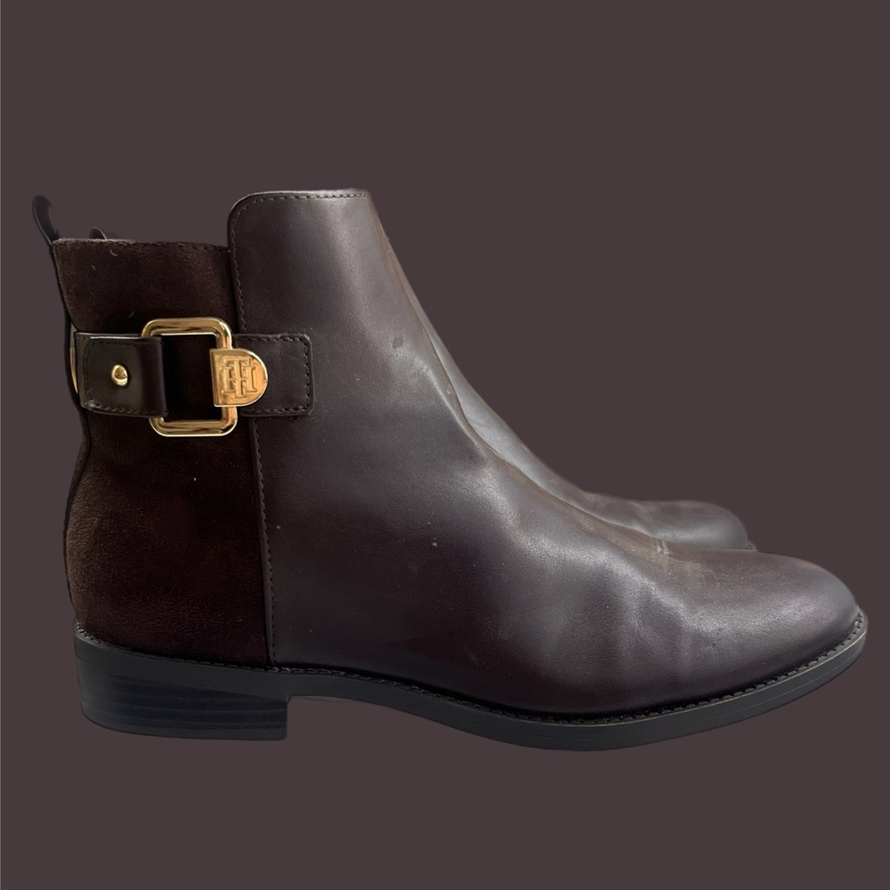 Tommy Hilfiger brown heel boots